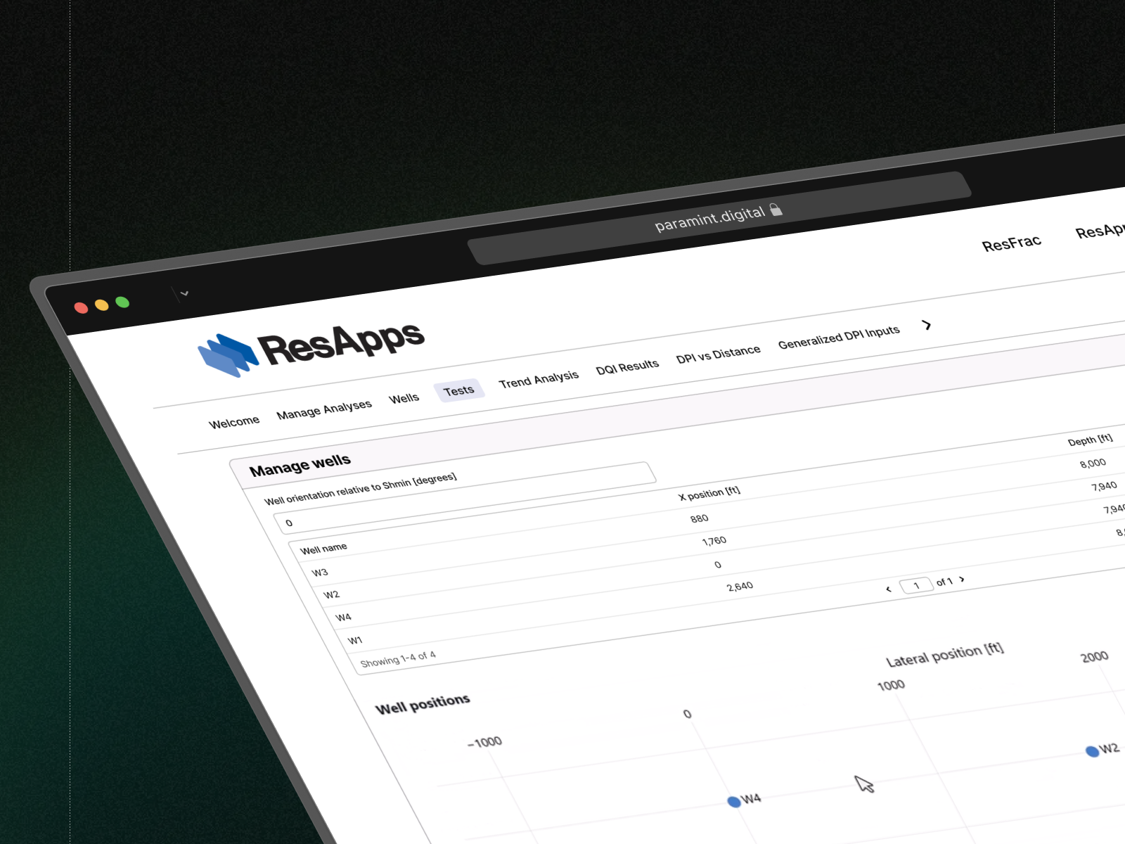 ResFrac reservoir analysis tools interface