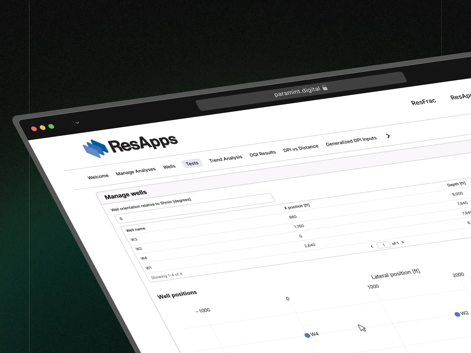 ResFrac reservoir analysis tools interface